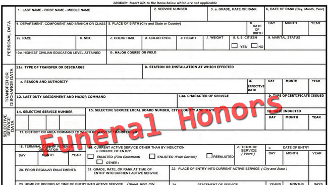 DD214 for Funeral Honors
